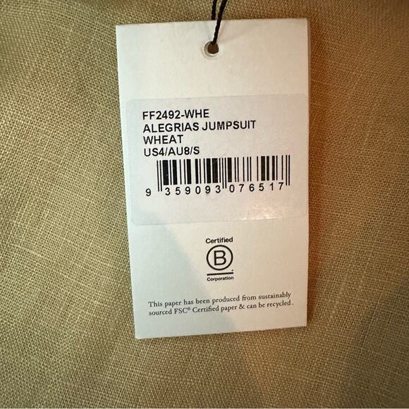 Faithfull the Brand Alegrias Jumpsuit WHEAT NWT Small NWT - Picture 10 of 16